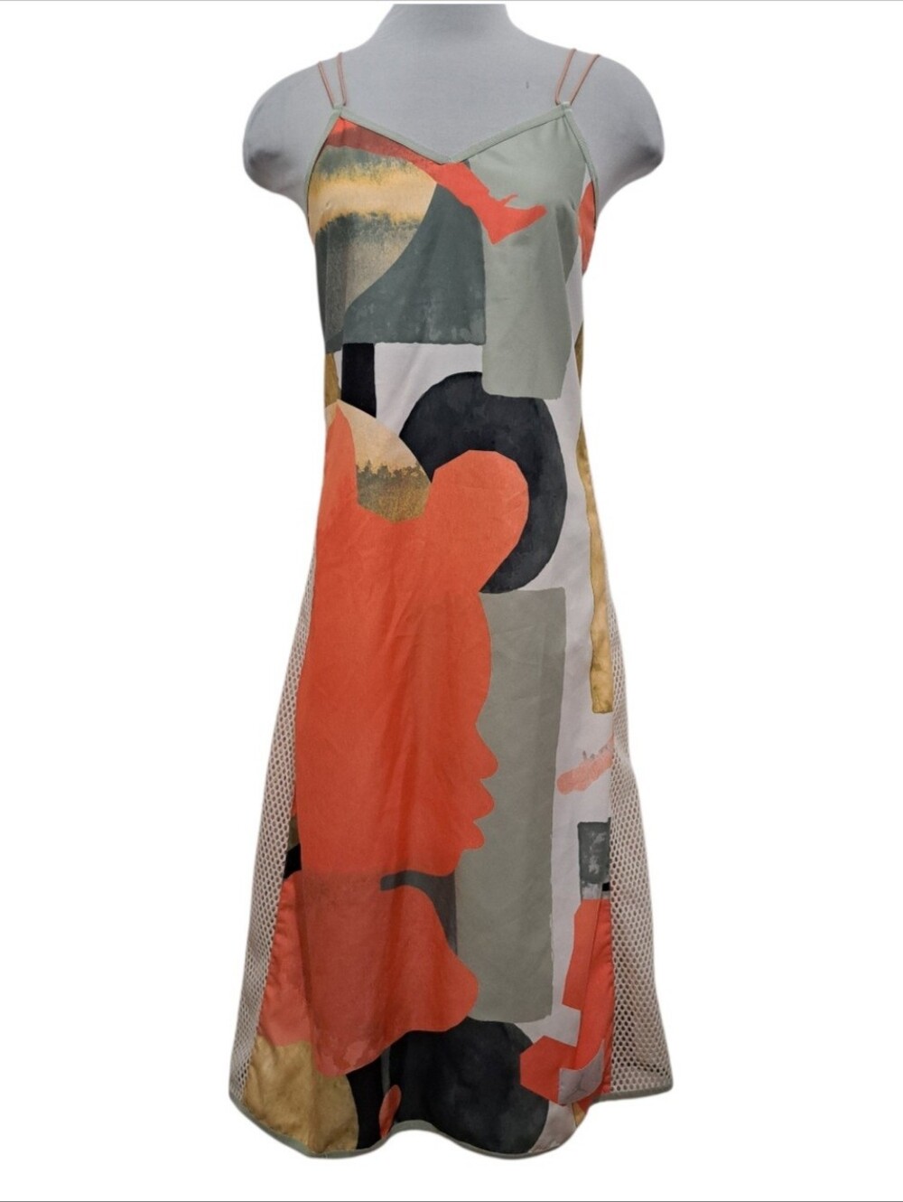 Jordan X Bephies Beauty Supply Fun Watercolor Print Slip Dress Orange Small